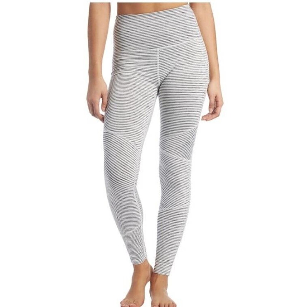 Beyond Yoga Black and White Striped Leggings